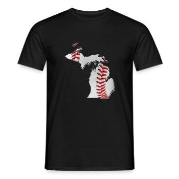 Michigan (États-Unis) | Vrai baseball | Carte - T-shirt homme - noir - Devant - AI Model Male 178 light (178cm)