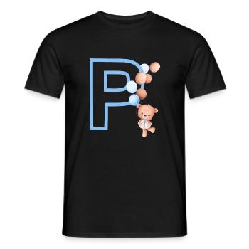 Blue Letter P Bear - Men's T-Shirt - black - Front - AI Model Male 178 light (178cm)