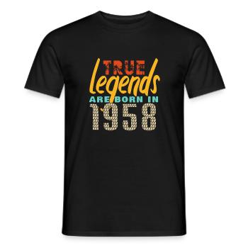 Les vrais légendes sont nés en 1958. Année 2025. - T-shirt homme - noir - Devant - AI Model Male 178 light (178cm)
