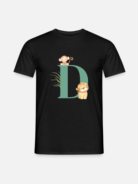 Buchstabe d grüne Dschungeltiere - Männer T-Shirt - Schwarz