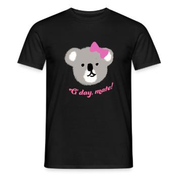 Koala Mignon en Dessin à la Main Design G'day Mate - T-shirt homme - noir - Devant - AI Model Male 178 light (178cm)