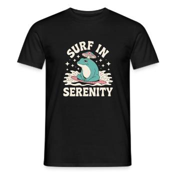 Surfen in Serenity - Süßer Frosch Aufkleber - Männer T-Shirt - Schwarz - Vorne - AI Model Male 178 light (178cm)