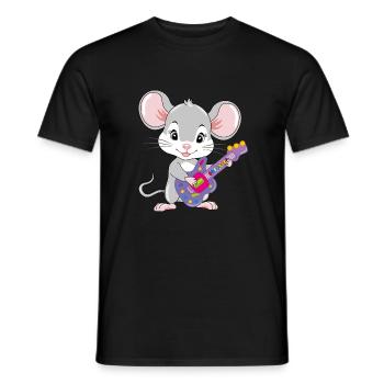 Drôle de petite souris joue de la guitare - T-shirt homme - noir - Devant - AI Model Male 178 light (178cm)
