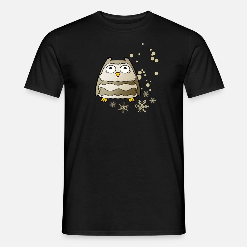 Herzige Eule mit Schneeflocken - Männer T-Shirt - Schwarz