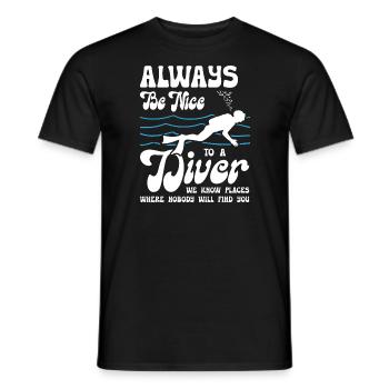 Always Be Nice To A Diver - Men's T-Shirt - black - Front - AI Model Male 178 light (178cm)