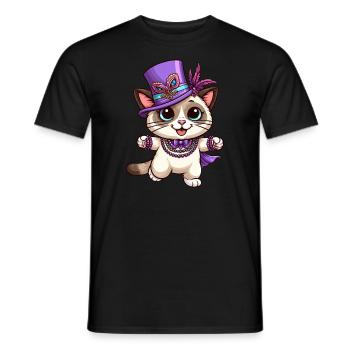 Siamkatze Mardi Gras Comic Niedlich - Männer T-Shirt - Schwarz - Vorne - AI Model Male 178 light (178cm)