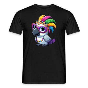 Cacatoès coloré de Mardi Gras - T-shirt homme - noir - Devant - AI Model Male 178 light (178cm)