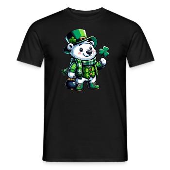 Conception de bande dessinée d’ours polaire de Saint-Patrick - T-shirt homme - noir - Devant - AI Model Male 178 light (178cm)