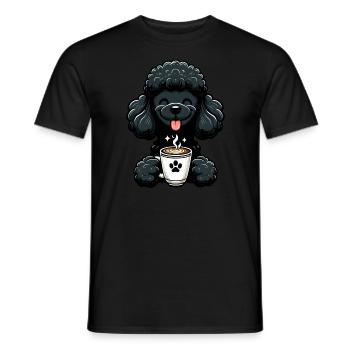 Caniche au café pour les lève-tôt - T-shirt homme - noir - Devant - AI Model Male 178 light (178cm)
