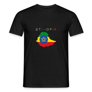 Drapeau de la carte de l’Éthiopie - T-shirt homme - noir - Devant - AI Model Male 178 light (178cm)