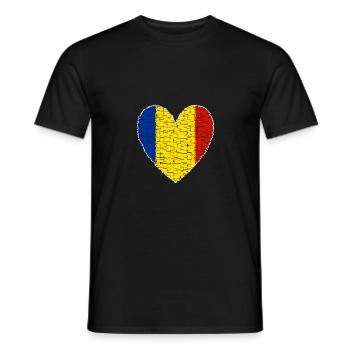Romania Heart Art Design - Men's T-Shirt - black - Front - AI Model Male 178 light (178cm)