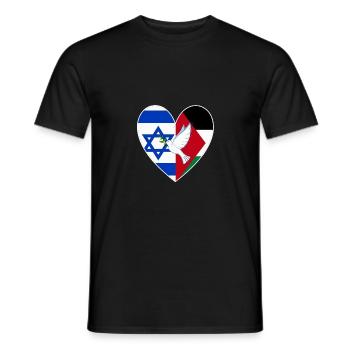 Israel Palästina Flagge Herz Friedenstaube - Männer T-Shirt - Schwarz - Vorne - AI Model Male 178 light (178cm)