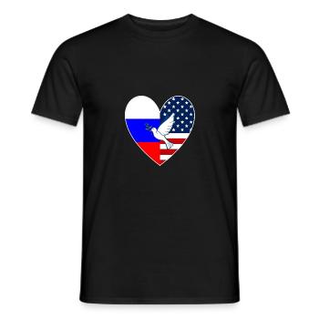 États-Unis, Russie, Drapeau, Cœur, Colombe de la Paix, Ukraine - T-shirt homme - noir - Devant - AI Model Male 178 light (178cm)