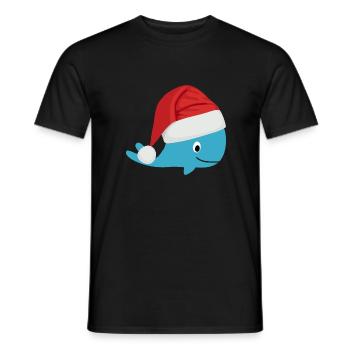 Baleine avec chapeau de Nicolas pour Noël - T-shirt homme - noir - Devant - AI Model Male 178 light (178cm)