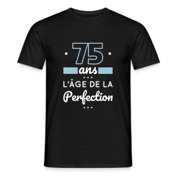 Anniversaire 75 ans - 75 ans âge de la perfection - T-shirt homme - noir - Devant - AI Model Male 178 light (178cm)