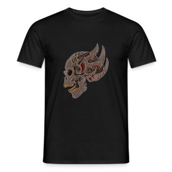 Cyberpunk Skull | Futuristic Death Tribal - Men's T-Shirt - black - Front - AI Model Male 178 light (178cm)