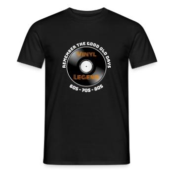 Collectionneur de disques vinyle légende 70s 80s record - T-shirt homme - noir - Devant - AI Model Male 178 light (178cm)