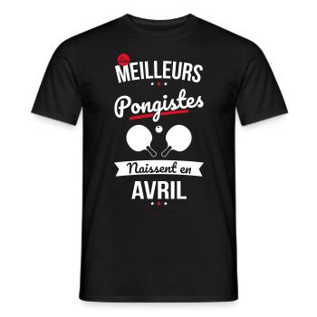 Les meilleurs pongistes naissent en Avril - T-shirt homme - noir - Devant - AI Model Male 178 light (178cm)