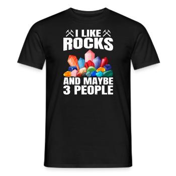 J’aime les roches et peut-être 3 personnes Géologue drôle - T-shirt homme - noir - Devant - AI Model Male 178 light (178cm)
