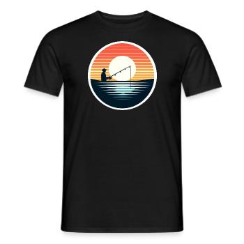 Fishing Angler Fishing Retro - Men's T-Shirt - black - Front - AI Model Male 178 light (178cm)