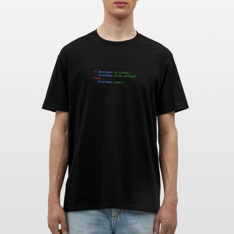Python Code Programmieren Kaffee Müde Witzig Männer T-Shirt