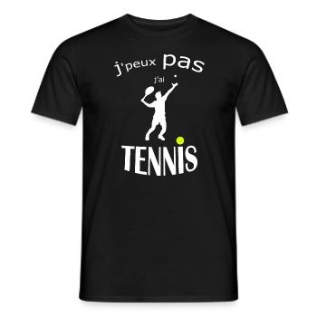 OBV - J’peux pas j’ai TENNIS #3 Edition limitée - T-shirt homme - noir - Devant - AI Model Male 178 light (178cm)