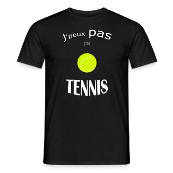 OBV - J’peux pas j’ai TENNIS #1 Edition limitée - T-shirt homme - noir - Devant - AI Model Male 178 light (178cm)