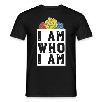 I'am who I am / PAN Roses, Pansexuell - Männer T-Shirt - Schwarz - Vorne - AI Model Male 178 light (178cm)