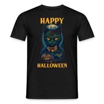 Cartoon Halloween Cat - Happy Halloween - Men's T-Shirt - black - Front - AI Model Male 178 light (178cm)
