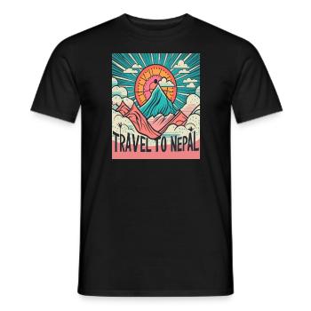 Nepal Lover Annapurna Mountains Retro Nepal - Men's T-Shirt - black - Front - AI Model Male 178 light (178cm)