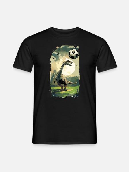 Fußball Brontosaurus Dinosaurier - Urzeit Dino - Männer T-Shirt - Schwarz