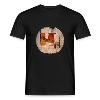 h herbstwald mit fuchs - Männer T-Shirt - Schwarz - Vorne - AI Model Male 178 light (178cm)