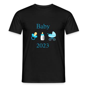 Baby 2023 Geburt Junge Vorlage personalisierbar - Männer T-Shirt - Schwarz - Vorne - AI Model Male 178 light (178cm)