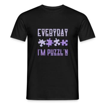 Tous les jours je suis Puzzl’n Jigsaw Puzzle Master Déroutant - T-shirt homme - noir - Devant - AI Model Male 178 light (178cm)