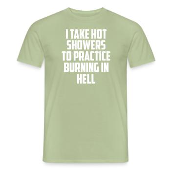 i take showers funny quote - Men's T-Shirt - sage - Front - AI Model Male 178 light (178cm)
