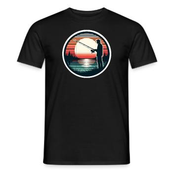 Fishing Angler Fishing Retro - Men's T-Shirt - black - Front - AI Model Male 178 light (178cm)