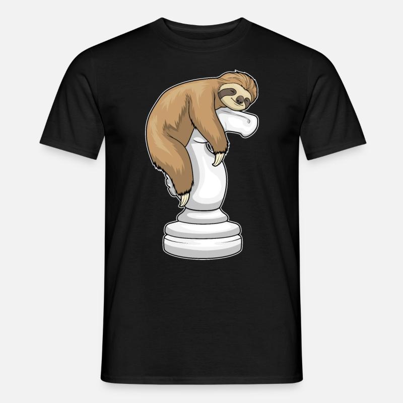 Faultier Schachfigur Springer Schach - Männer T-Shirt - Schwarz
