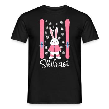 Skihasi Skihase Skiurlaub Wintersport Hase Schnee - Männer T-Shirt - Schwarz - Vorne - AI Model Male 178 light (178cm)