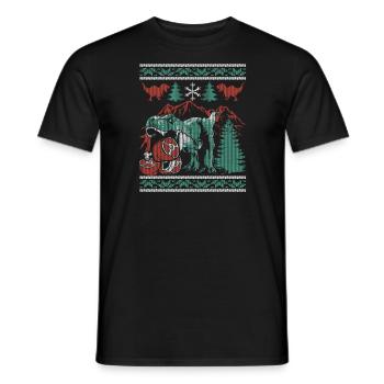 Dinosaur Christmas Meat Eating Dino Gift - Men's T-Shirt - black - Front - AI Model Male 178 light (178cm)