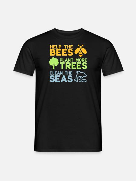 Hjälp bin att plantera fler träd | Skogsträdnatur - T-shirt herr - svart