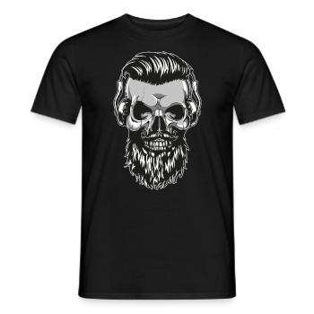 Hipster skull with beard and headphones - Men's T-Shirt - black - Front - AI Model Male 178 light (178cm)