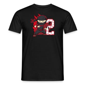 Ninja Fighter Birthday Boy 2 years old Ninjas - Men's T-Shirt - black - Front - AI Model Male 178 light (178cm)