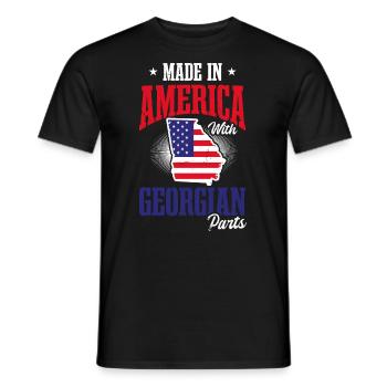 Georgia Pfirsich-Amerika mit georgischer Teileflagge - Männer T-Shirt - Schwarz - Vorne - AI Model Male 178 light (178cm)