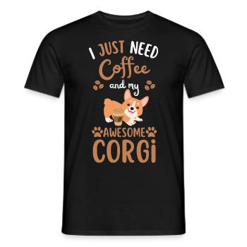 Sweet Welsh Corgi Coffee Dog Cafe kawaii - T-shirt homme - noir - Devant - AI Model Male 178 light (178cm)