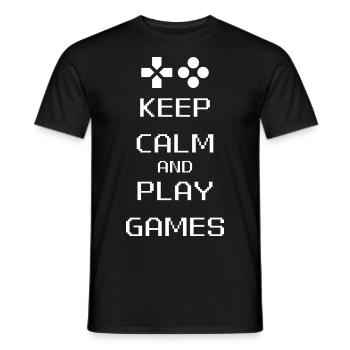 KEEP CALM AND PLAY VIDEO GAMES Slogan Print - Men's T-Shirt - black - Front - AI Model Male 178 light (178cm)