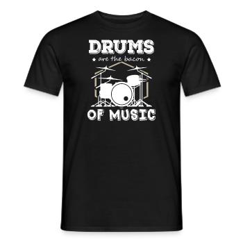 Les tambours sont le bacon du batteur de musique - T-shirt homme - noir - Devant - AI Model Male 178 light (178cm)