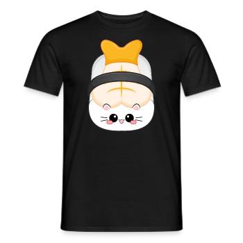 SUSHI CAT Japan Katze Shrimp Kitty Nigiri Cosplay - Männer T-Shirt - Schwarz - Vorne - AI Model Male 178 light (178cm)