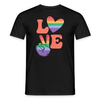 Gay Lesbian Rainbow T-Shirt Gift Idea - Men's T-Shirt - black - Front - AI Model Male 178 light (178cm)