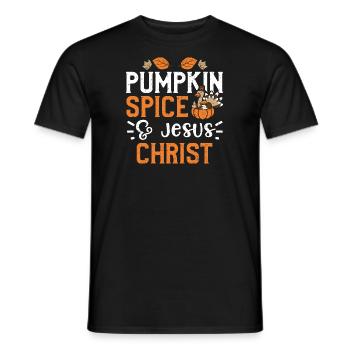 Pumpkin Spice & Jesus Christ - Männer T-Shirt - Schwarz - Vorne - AI Model Male 178 light (178cm)