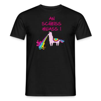 An scheiss muass i,lama, alpaka, regenbogen - Männer T-Shirt - Schwarz - Vorne - AI Model Male 178 light (178cm)